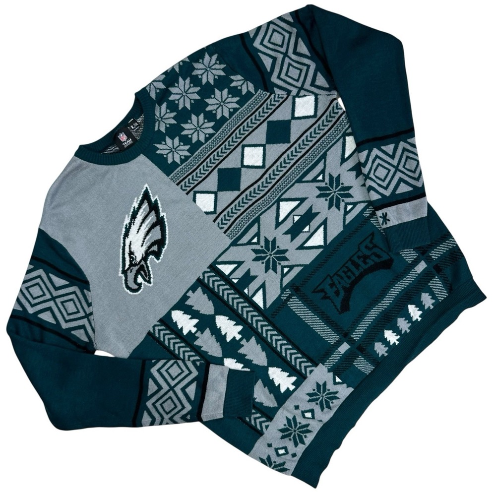 NFL Team Apparel Crew Neck Ugly Sweater Men 2XL Philadelphia Eagles Football